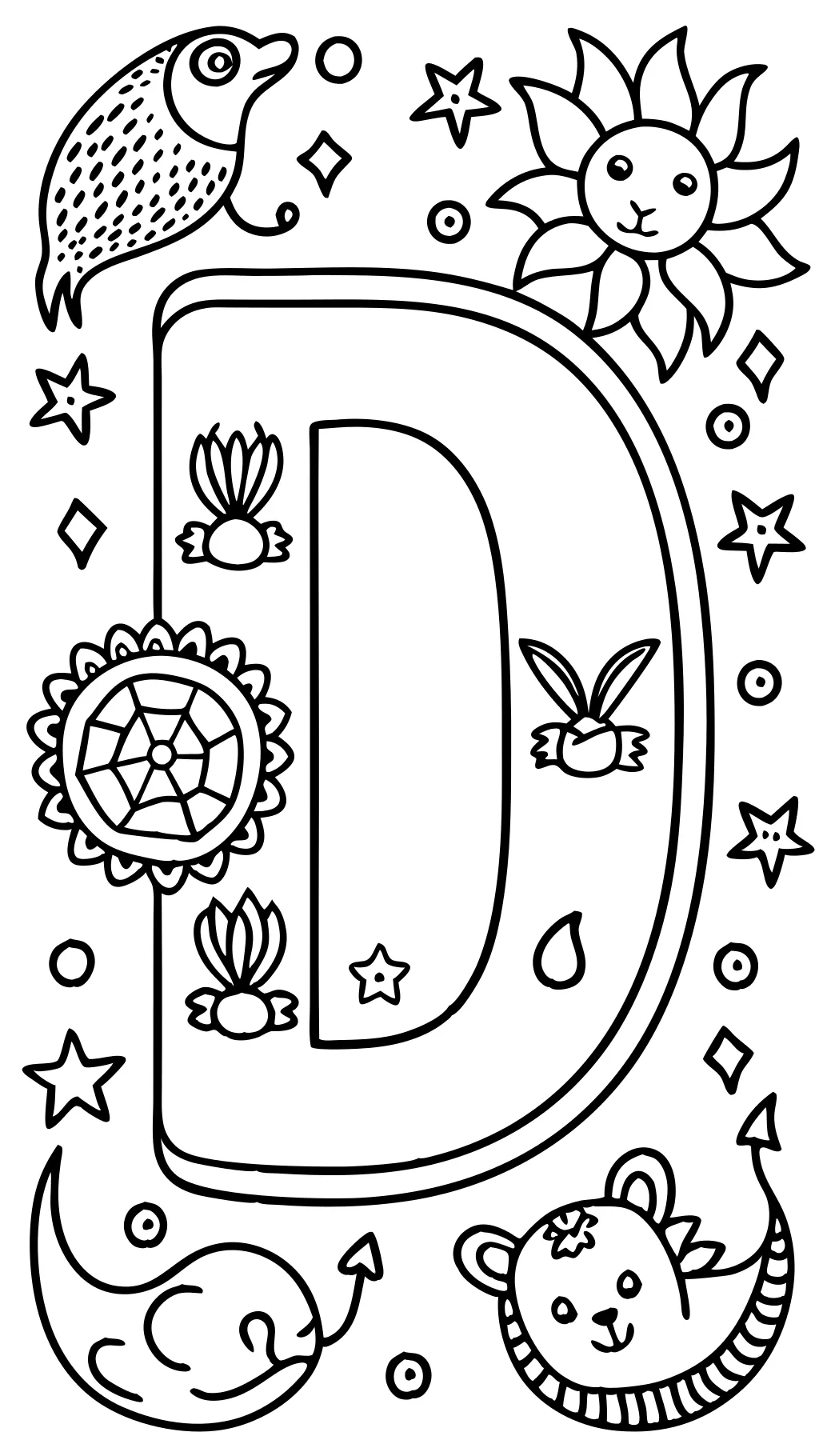 coloring page letter d